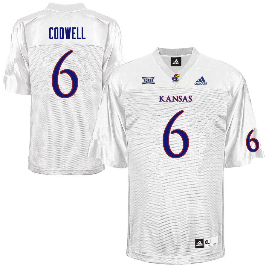 Men #6 Jack Codwell Kansas Jayhawks College Football Jerseys Sale-White - Click Image to Close